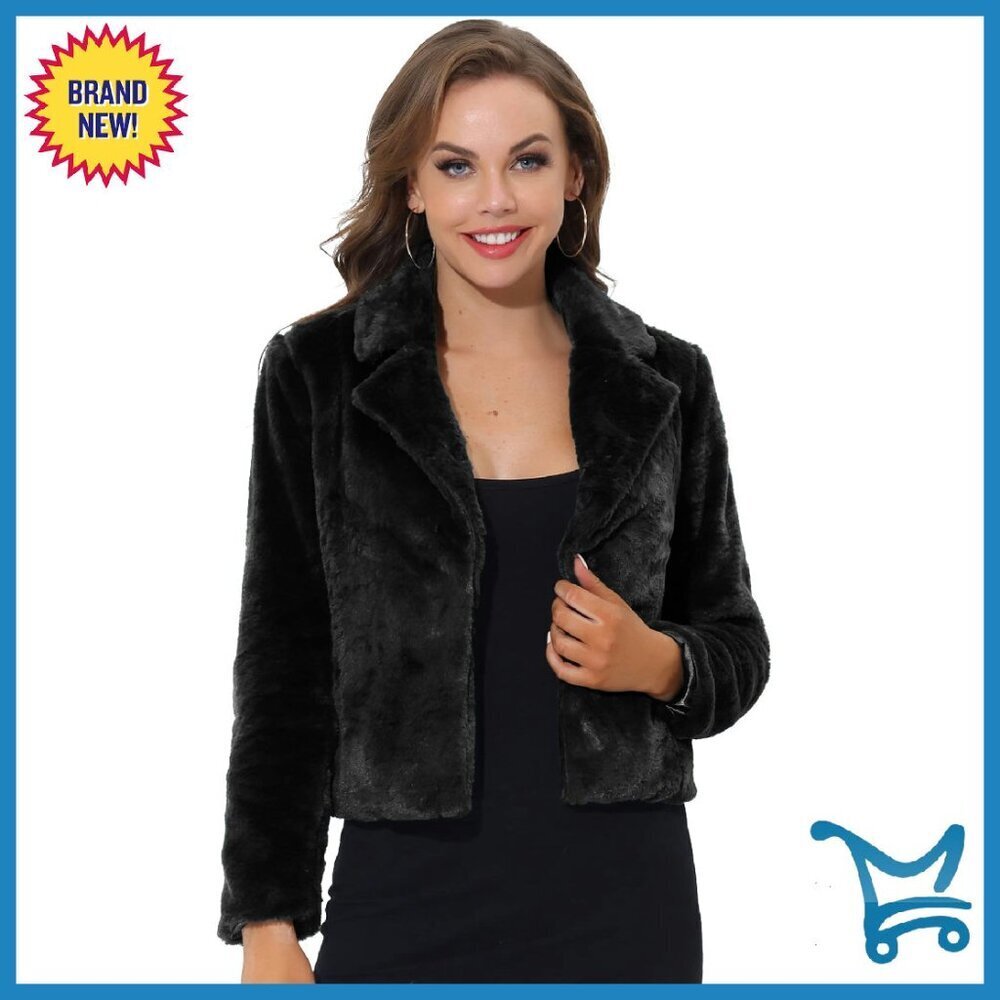 Cropped Faux Fur Jacket Shrug Loose Fit Soft Plush Lapel Cardigan Coat